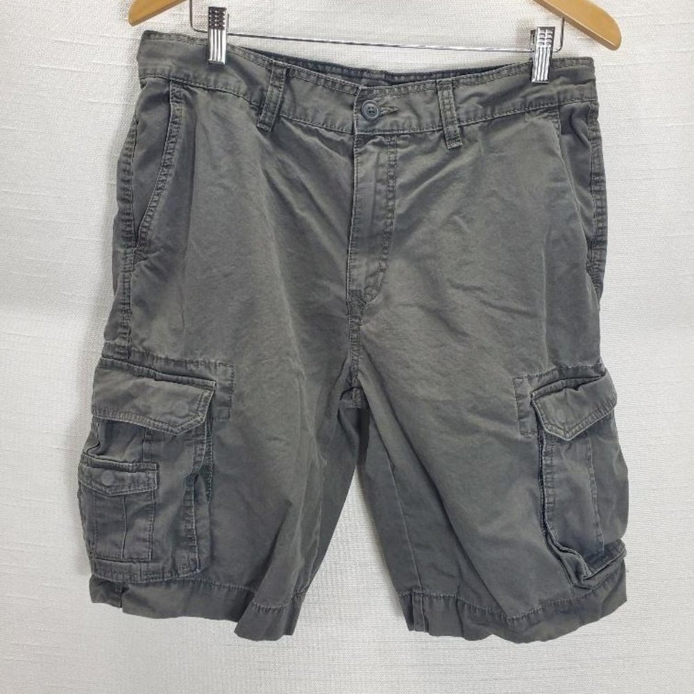 Gap Cargo Shorts Mens 34 Gray Green Snap Pockets 100% Cotton - Picture 1 of 9